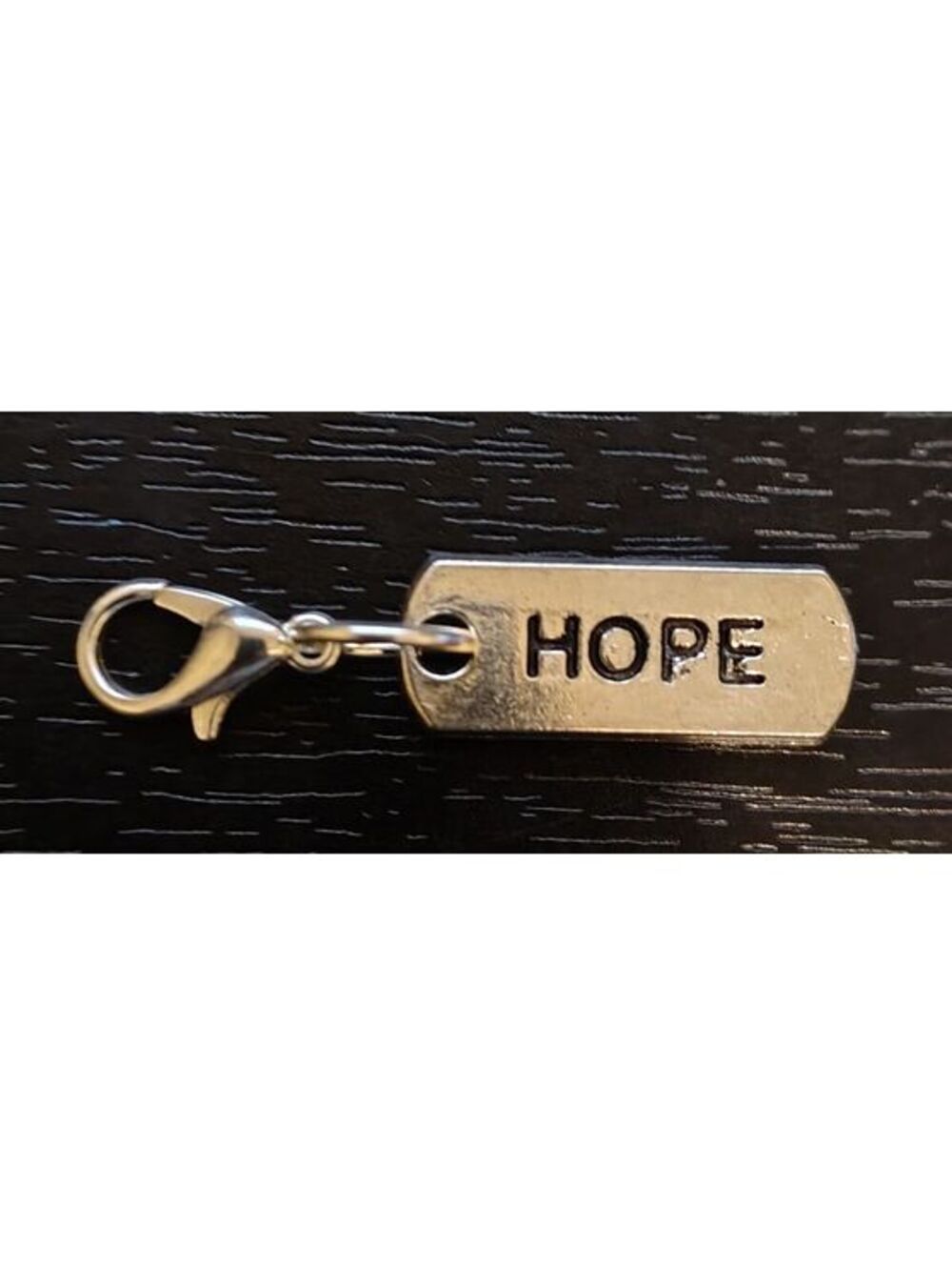Silver Hope Inscribed Word Tag Clip On Charm Lobster Clasp Zipper Pull Bracelet